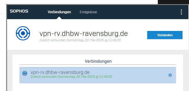 Startbildschirm des Sophos VPN-Clients