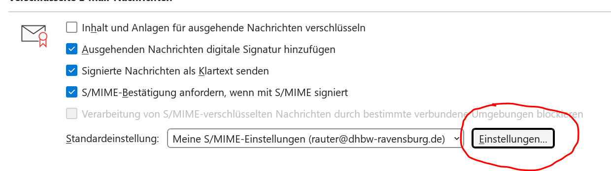 Auswahl "Einstellungen"