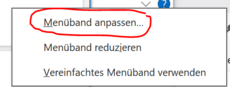 Menüband anpassen