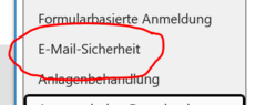 Auswahl "E-Mail-Sicherheit"