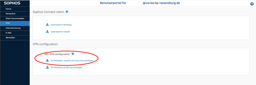 Hier können Sie Ihre persönliche Konfigurationsdatei herunter laden