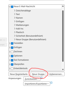 Erstellen der neuen Gruppe